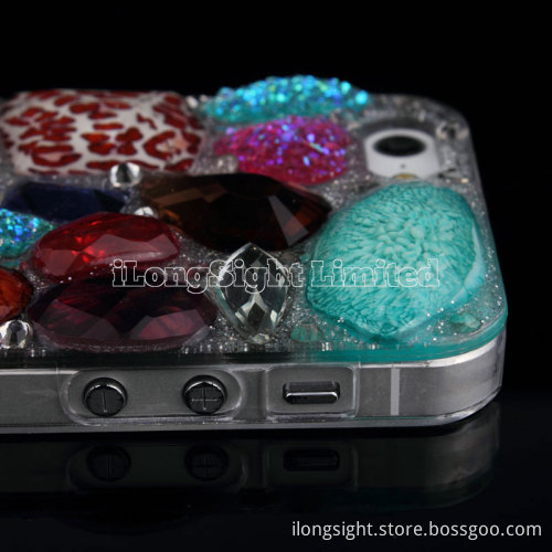 Different Shape Rhinestone Stones 3D colourful Case For iPhone 5